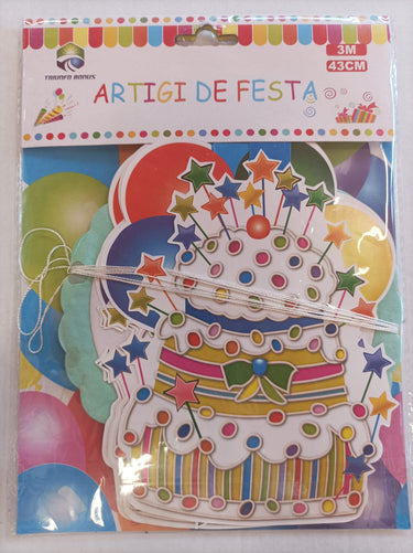 Guirlanda com imagem de artigos de festa